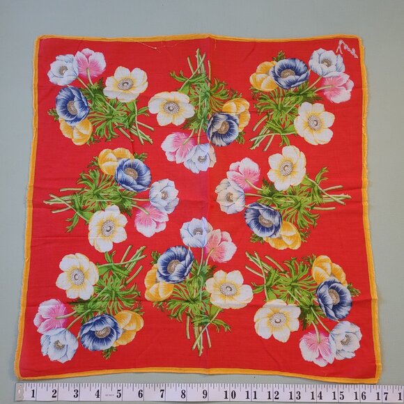 2 Vintage Handkerchiefs Michel Leger , Japanese Floral handkerchiefs - Picture 2 of 2